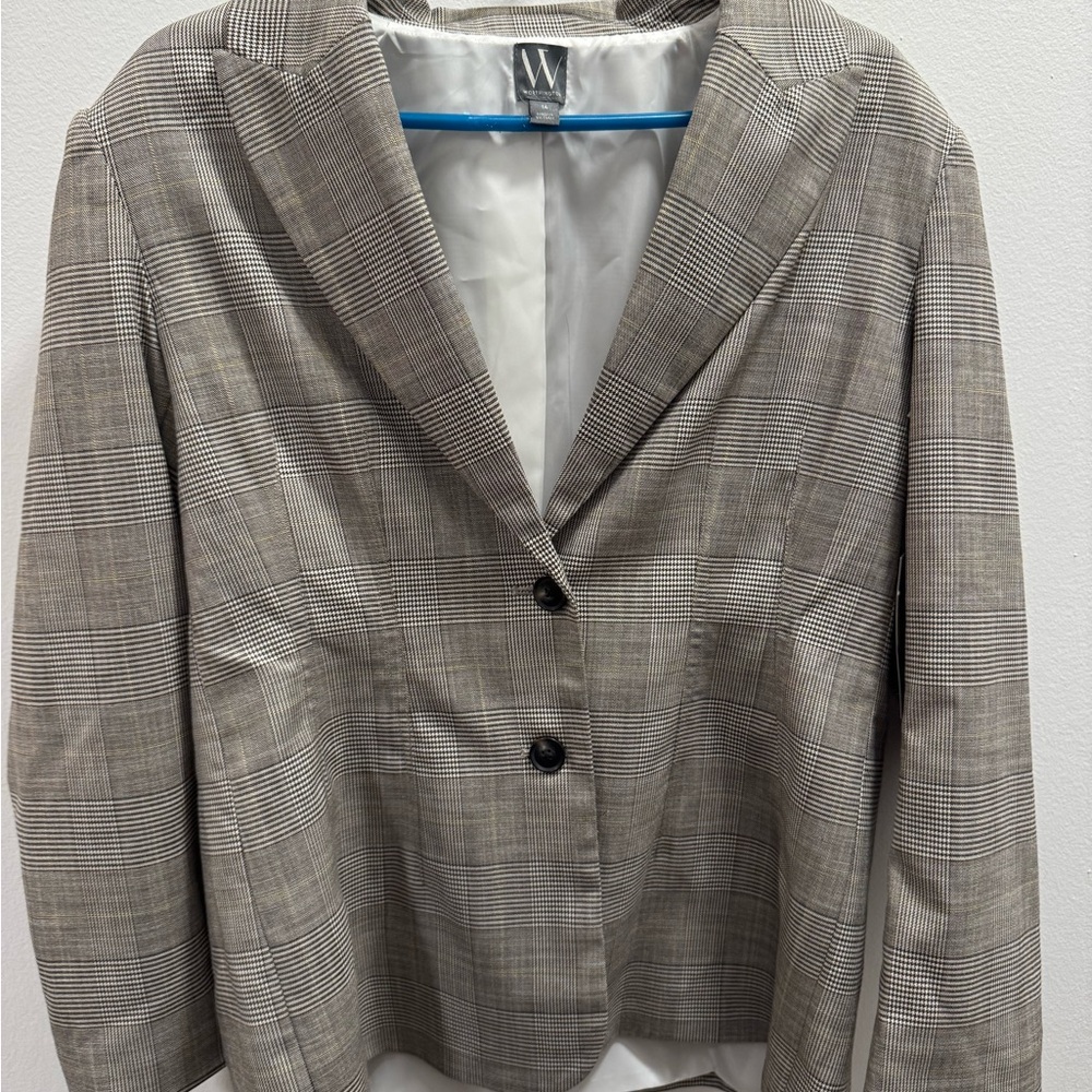 Worthington Plaid Blazer and Pants set in Gray and Brown Tones - Picture 2 of 9